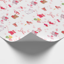 Cute Kawaii Teddy Bear & Hearts Valentine's Day Wr