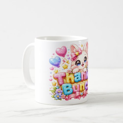 Cute Kawaii Thank a Bunch Cat Name Pastel Pink Flo Coffee Mug