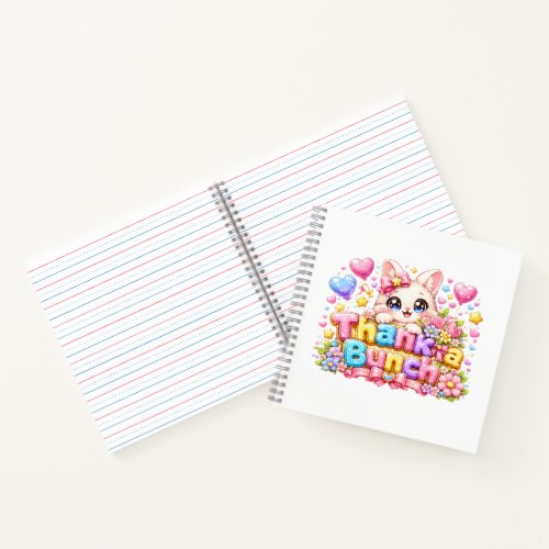 Cute Kawaii Thank a Bunch Cat Name Pastel Pink Flo Notebook