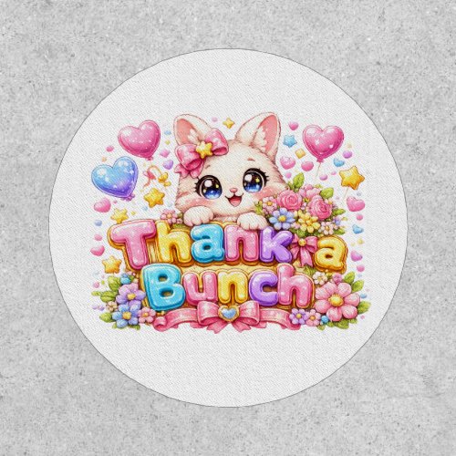 Cute Kawaii Thank a Bunch Cat Name Pastel Pink Flo Patch