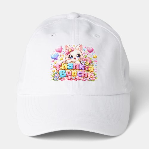 Cute Kawaii Thank a Bunch Cat Name Pastel Pink Flo Performance Cap