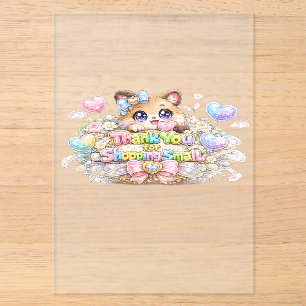 Cute Kawaii Thank You For Shopping Small Cat Paste Acrylic Invitations