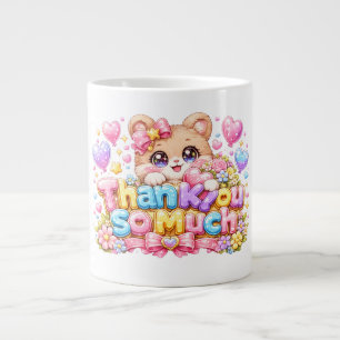 Cute Kawaii Thank You So Much Teddy Bear Pastel Pi Giant Coffee Mug