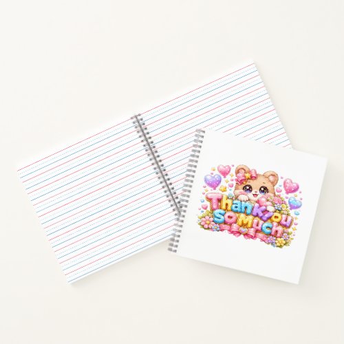 Cute Kawaii Thank You So Much Teddy Bear Pastel Pi Notebook