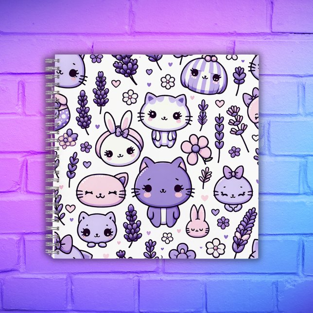 Cute Kawaii theme Purple Lavender | Spiral  Notebook (Creator Uploaded)