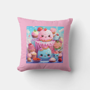 Cute Kawaii. Throw Pillow