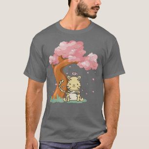 Cute kawaii tiger and Sakura Cherry Blossom tree J T-Shirt