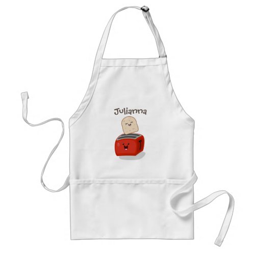 Cute kawaii toast and red toaster cartoon adult apron