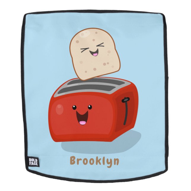 Cute kawaii toast and red toaster cartoon backpack (Removable Face)