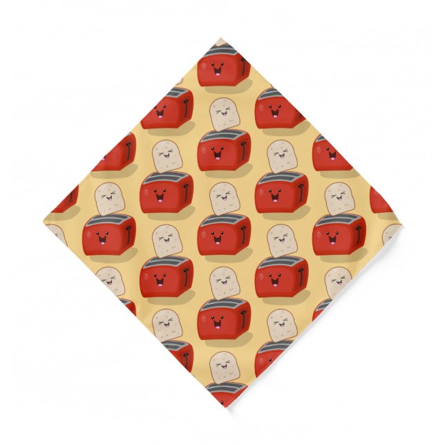 Cute kawaii toast and red toaster cartoon bandana (Front)
