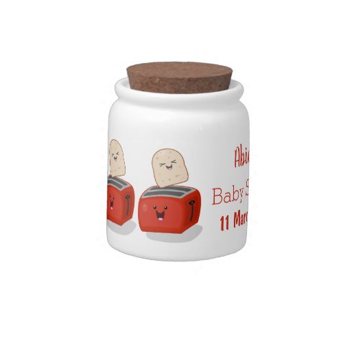 Cute kawaii toast and red toaster cartoon candy jar