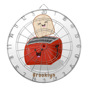 Cute kawaii toast and red toaster cartoon dart board