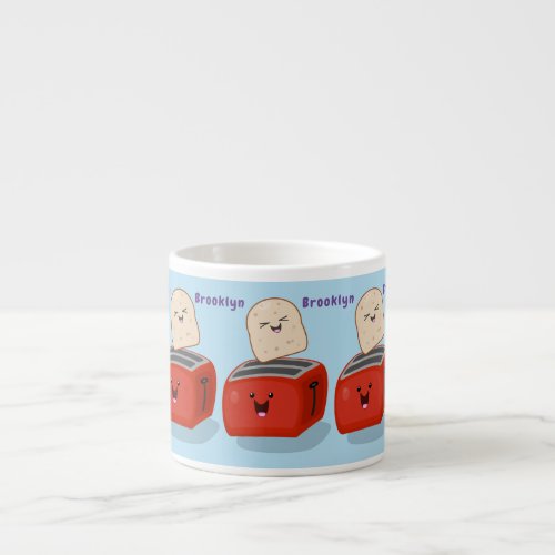 Cute kawaii toast and red toaster cartoon espresso cup