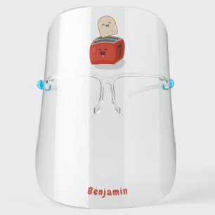Cute kawaii toast and red toaster cartoon face shield
