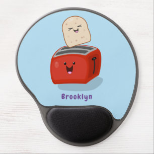 Cute kawaii toast and red toaster cartoon gel mouse pad