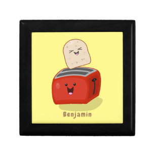 Cute kawaii toast and red toaster cartoon gift box