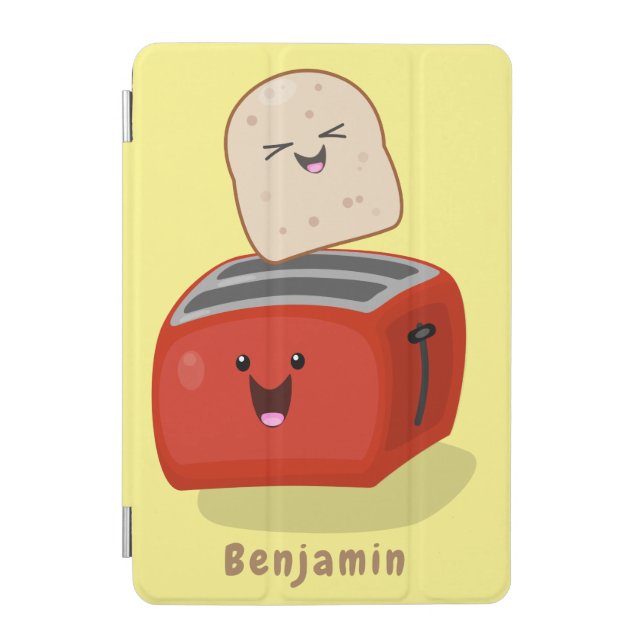 Cute kawaii toast and red toaster cartoon iPad mini cover (Front)