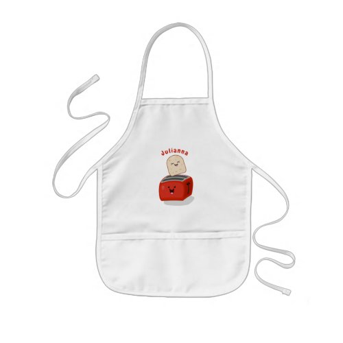 Cute kawaii toast and red toaster cartoon kids apron
