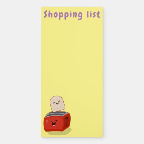 Cute kawaii toast and red toaster cartoon magnetic notepad