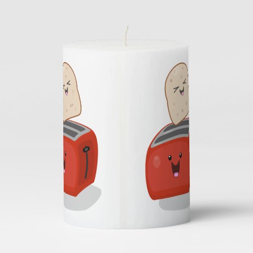 Cute kawaii toast and red toaster cartoon pillar candle