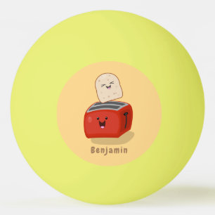 Cute kawaii toast and red toaster cartoon ping pong ball