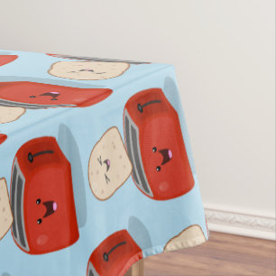 Cute kawaii toast and red toaster cartoon  tablecloth