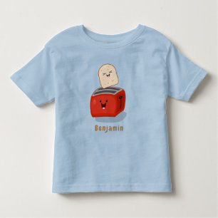 Cute kawaii toast and red toaster cartoon toddler t-shirt