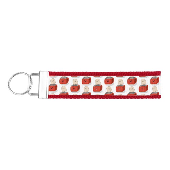 Cute kawaii toast and red toaster cartoon wrist keychain (Keys on Left)
