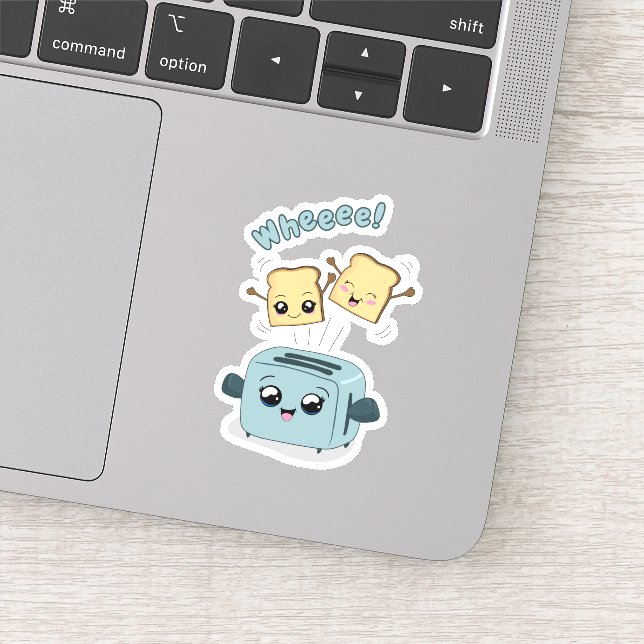 Cute Kawaii Toast and Toaster Sticker (Detail)