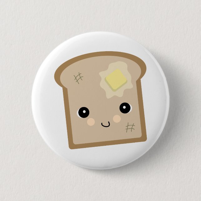 cute kawaii toast button (Front)