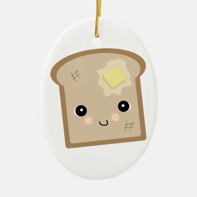 cute kawaii toast ceramic ornament (Front)