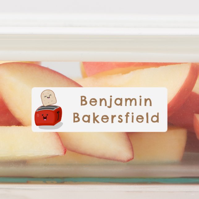 Cute kawaii toast red toaster cartoon personalized labels (Affixed)