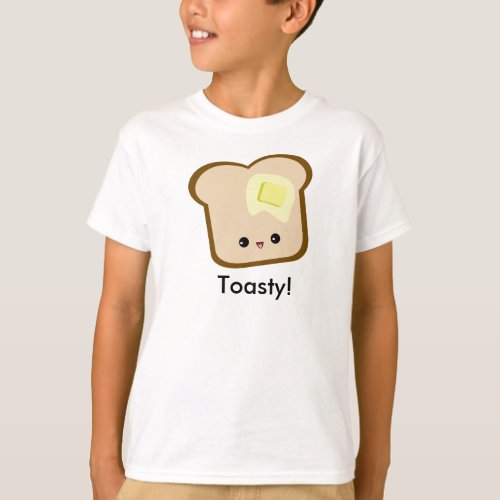 Cute Kawaii Toasty Toast and Butter Girls T_shirt