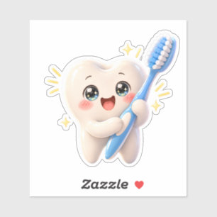 Cute Kawaii Tooth Character Dental Hygiene Sticker