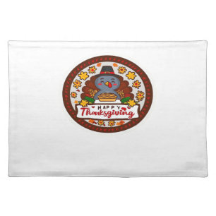 Cute Kawaii Turkey - Happy Thanksgiving Classic T- Cloth Placemat