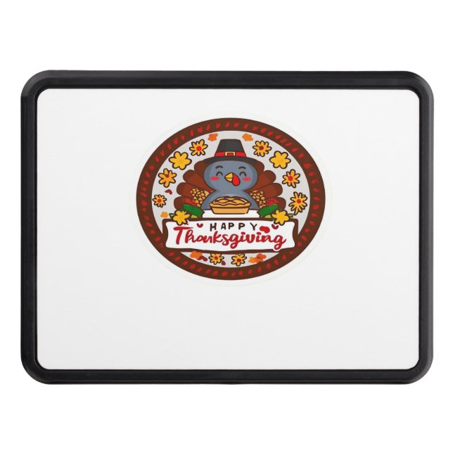 Cute Kawaii Turkey - Happy Thanksgiving Classic T- Hitch Cover (Front)
