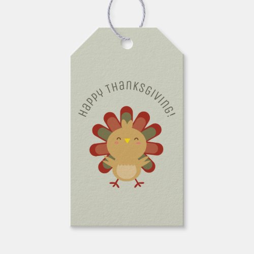 Cute Kawaii Turkey Happy Thanksgiving Gift Tags