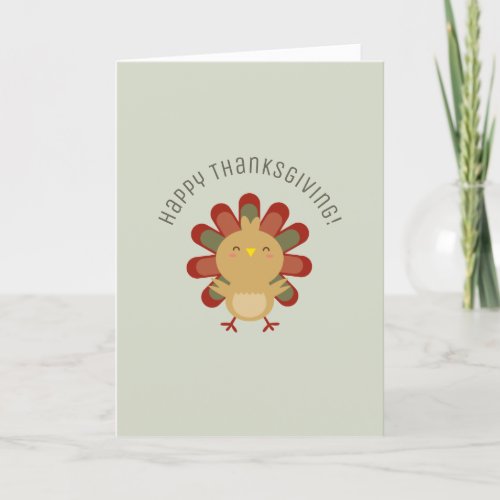 Cute Kawaii Turkey Happy Thanksgiving Holiday Card