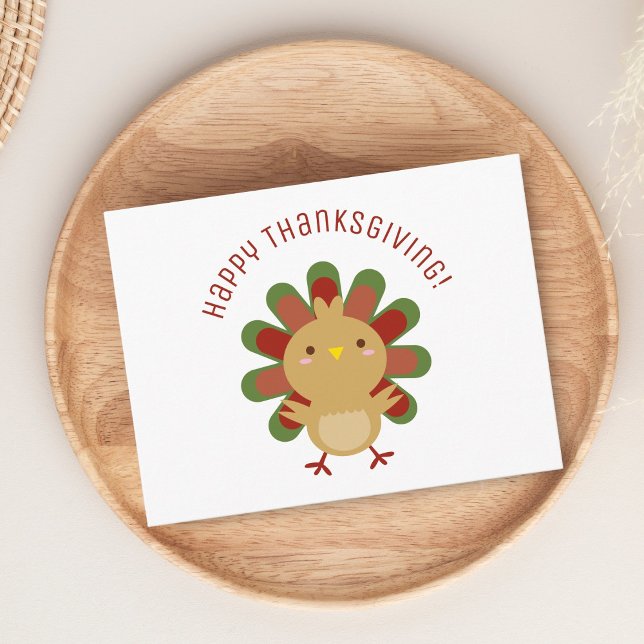 Cute Kawaii Turkey Happy Thanksgiving Postcard (Creator Uploaded)