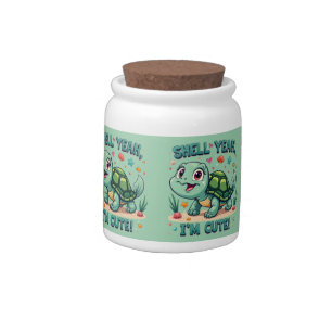 Cute Kawaii Turtle with Funny Pun Ocean Aesthetic Candy Jar