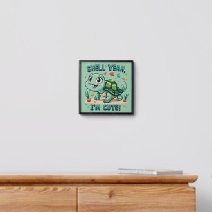 Cute Kawaii Turtle with Funny Pun Ocean Aesthetic Peel And Stick Photo Tile