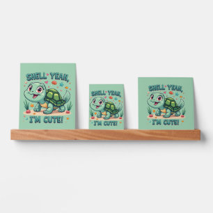 Cute Kawaii Turtle with Funny Pun Ocean Aesthetic Picture Ledge