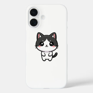 Cute Kawaii Tuxedo Cat Standing Character iPhone 16 Case