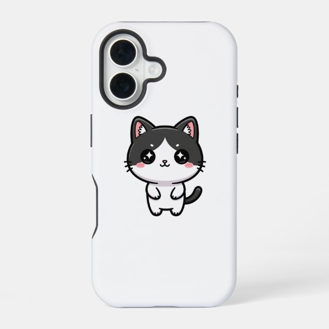 Cute Kawaii Tuxedo Cat Standing Character iPhone Case (Back)