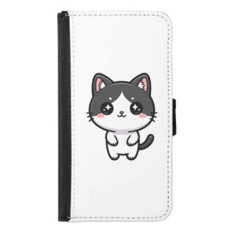 Cute Kawaii Tuxedo Cat Standing Character Samsung Galaxy S5 Wallet Case
