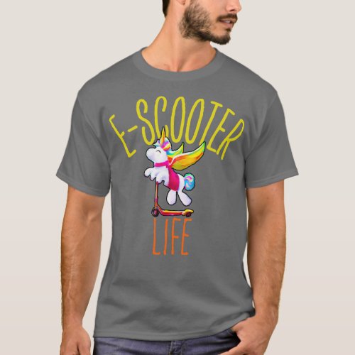 Cute Kawaii Unicorn Driving E Scooter T_Shirt