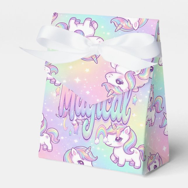 Cute Kawaii Unicorn Pastel Rainbow Magical Favor Boxes (Front Side)