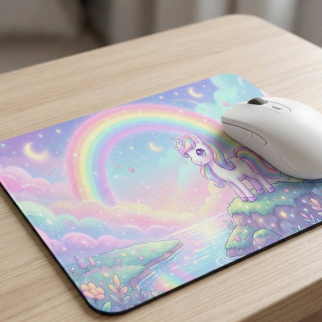 Cute Kawaii Unicorn Pastel Rainbow Magical Mouse Pad (Creator Uploaded)
