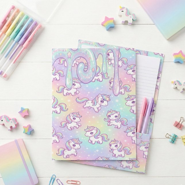 Cute Kawaii Unicorn Pastel Rainbow Magical Pocket Folder (Creator Uploaded)