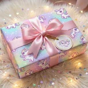 Cute Kawaii Unicorn Pastel Rainbow Magical Wrapping Paper